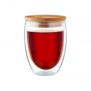 Drinkglas dubbelwandig | Bamboe deksel | 350 ml