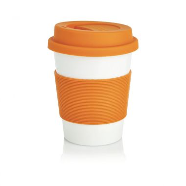 Oranje /  wit Duurzame koffiebeker | 350 ml
