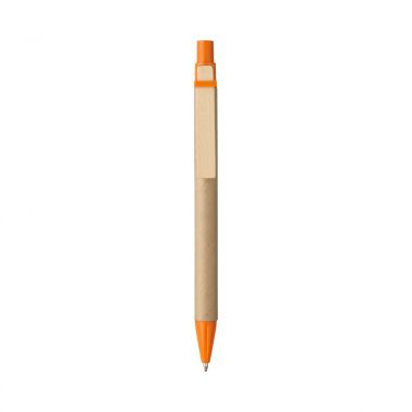 Oranje Kartonnen pen | Houten clip