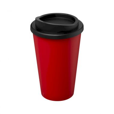Rood /  zwart Coffee to go beker | Gerecycled | 350 ml