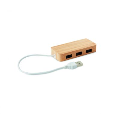Lichtbruine USB hub 2.0 | Bamboe behuizing
