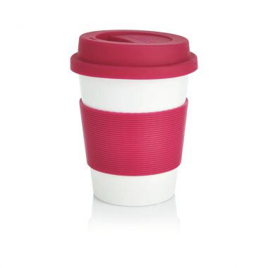 Roze /  wit Duurzame koffiebeker | 350 ml