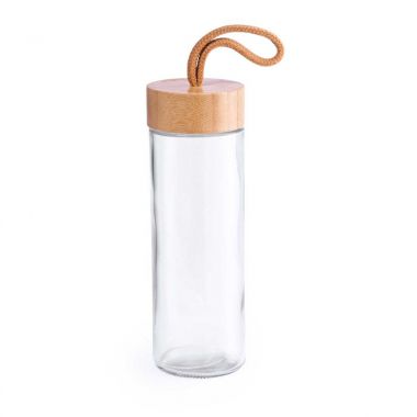 Transparante Glazen fles | Bamboe deksel | 420 ml